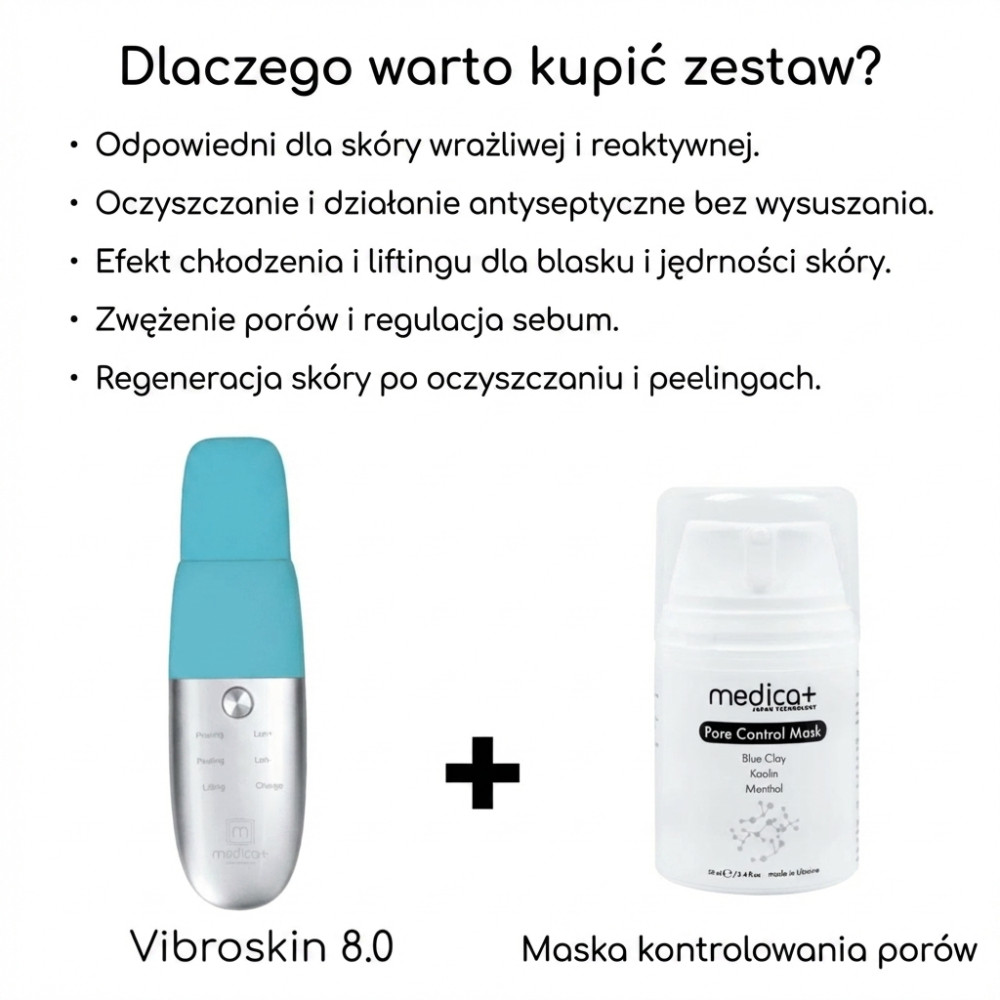 Ultradźwiękowe urządzenie do oczyszczania skóry twarzy MEDICA+ Vibroskin 8.0 (Japonia)