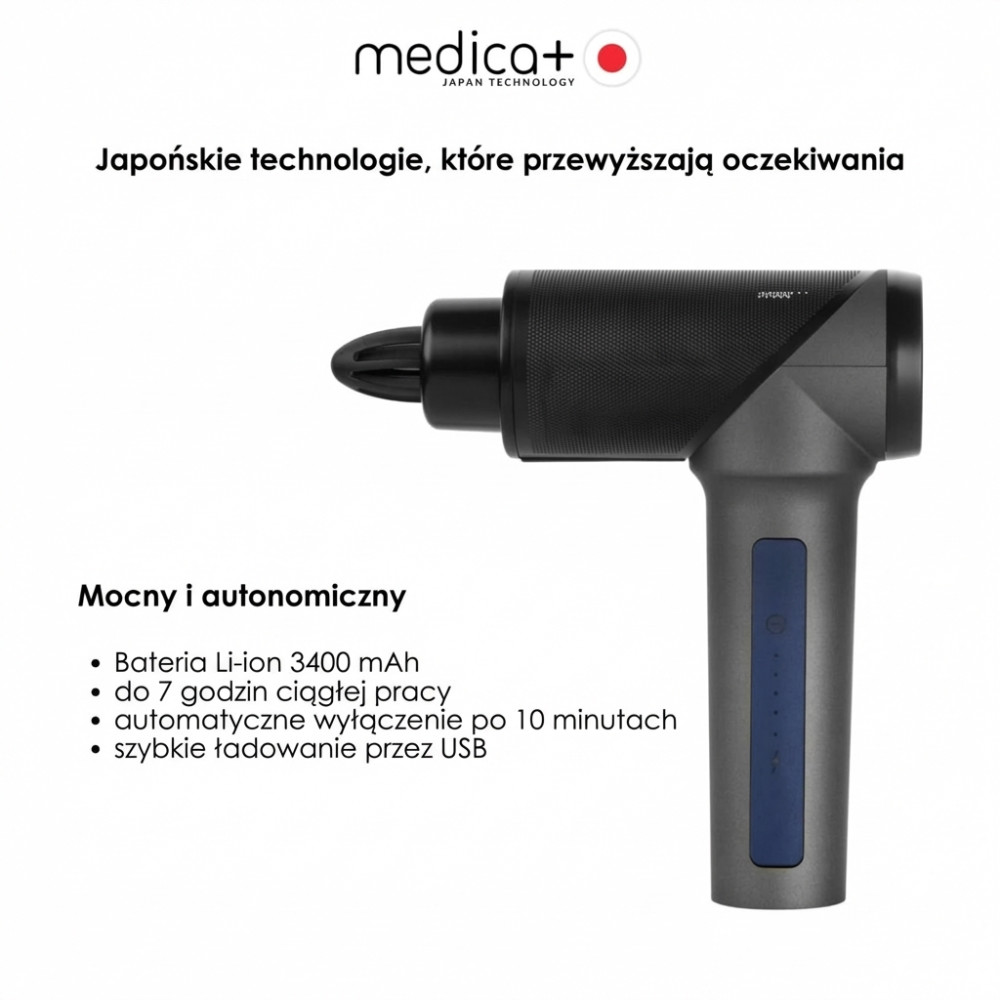 Ręczny masażer udarowy do ciała i mięśni MEDICA+ MassHand Pro 5.0 (Japonia)
