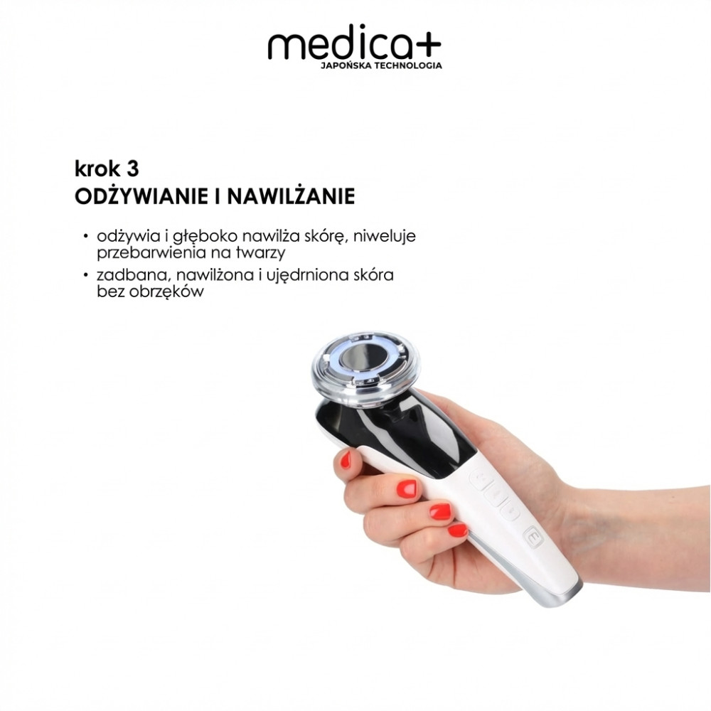 Mikroprądowy masażer do liftingu twarzy MEDICA+ Skin Lifting 7.0 White – EMS, LED (Japonia)