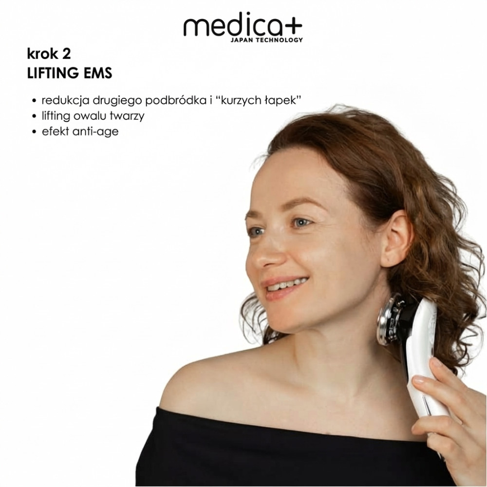 Mikroprądowy masażer do liftingu twarzy MEDICA+ Skin Lifting 7.0 White – EMS, LED (Japonia)