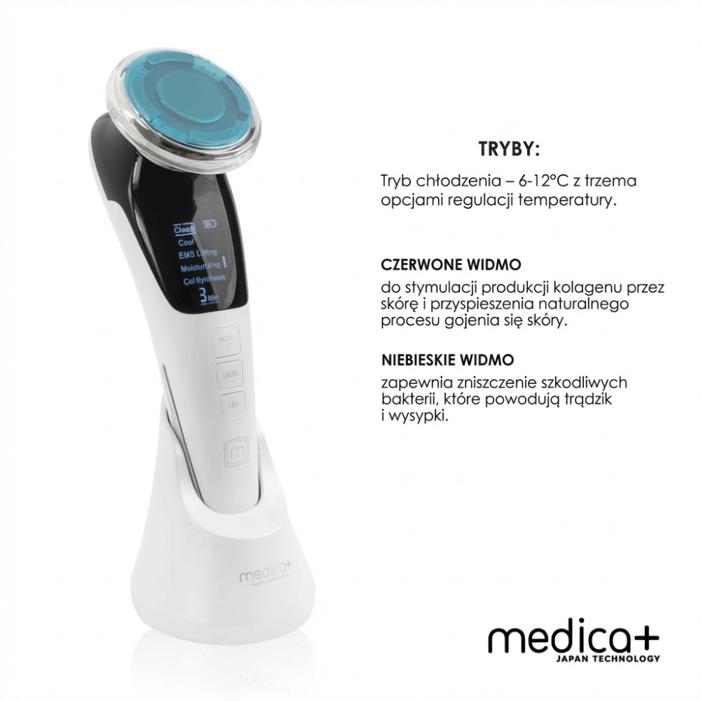 Mikroprądowy masażer do liftingu twarzy MEDICA+ Skin Lifting 7.0 White – EMS, LED (Japonia)