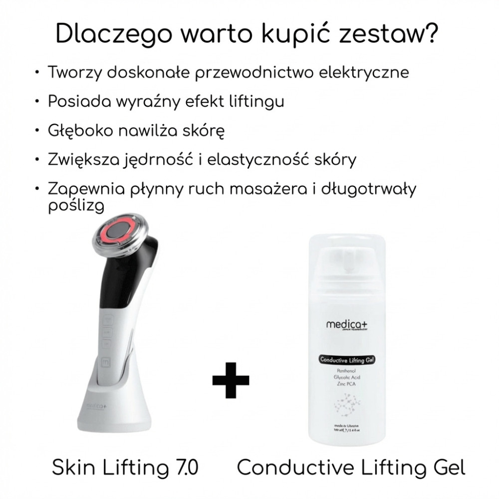 Mikroprądowy masażer do liftingu twarzy MEDICA+ Skin Lifting 7.0 White – EMS, LED (Japonia)