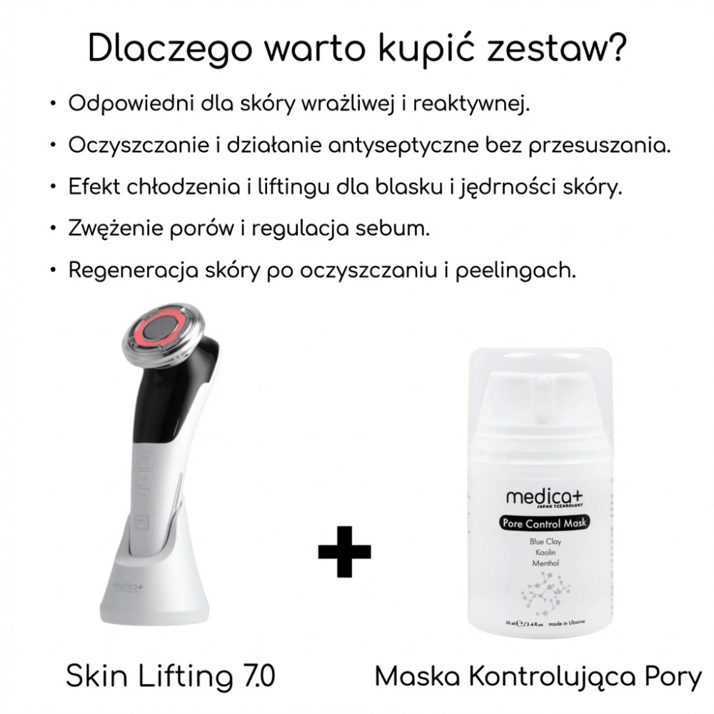 Mikroprądowy masażer do liftingu twarzy MEDICA+ Skin Lifting 7.0 White – EMS, LED (Japonia)