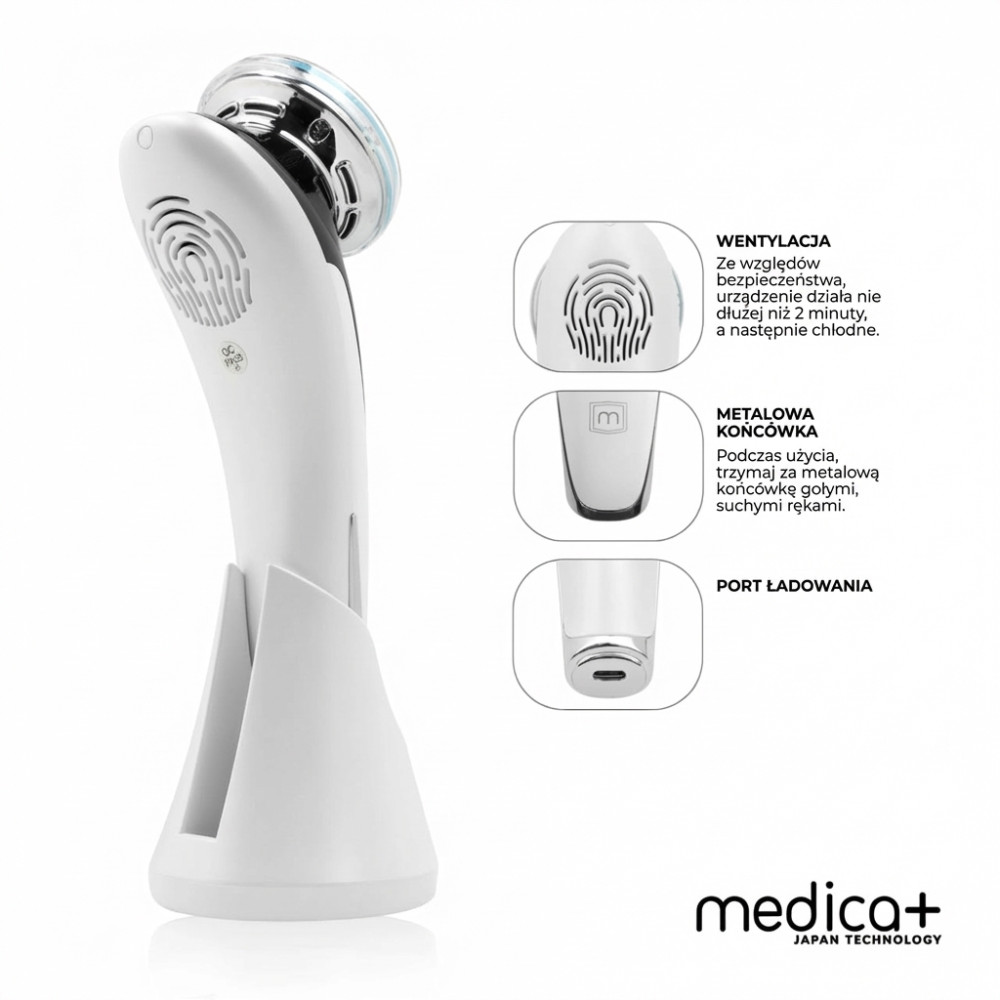 Mikroprądowy masażer do liftingu twarzy MEDICA+ Skin Lifting 7.0 White – EMS, LED (Japonia)