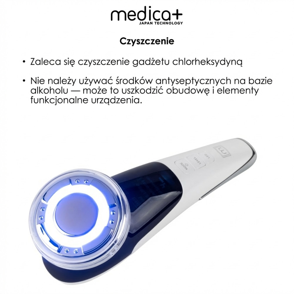 Mikroprądowy masażer do liftingu twarzy MEDICA+ Skin Lifting 7.0 White – EMS, LED (Japonia)
