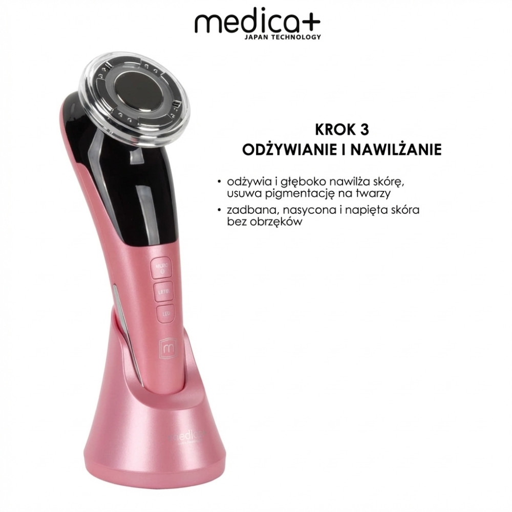 Mikroprądowy masażer do liftingu twarzy MEDICA+ RF Skin Lifting 7.0 Pink – EMS, LED (Japonia)