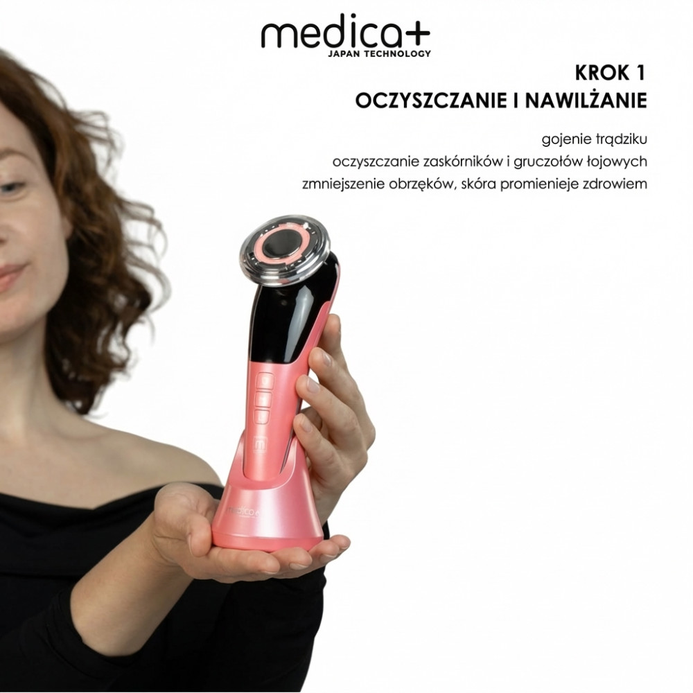 Mikroprądowy masażer do liftingu twarzy MEDICA+ RF Skin Lifting 7.0 Pink – EMS, LED (Japonia)