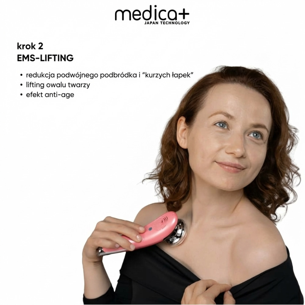 Mikroprądowy masażer do liftingu twarzy MEDICA+ RF Skin Lifting 7.0 Pink – EMS, LED (Japonia)