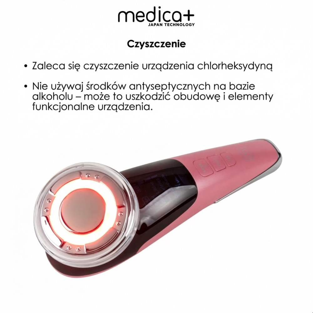 Mikroprądowy masażer do liftingu twarzy MEDICA+ RF Skin Lifting 7.0 Pink – EMS, LED (Japonia)