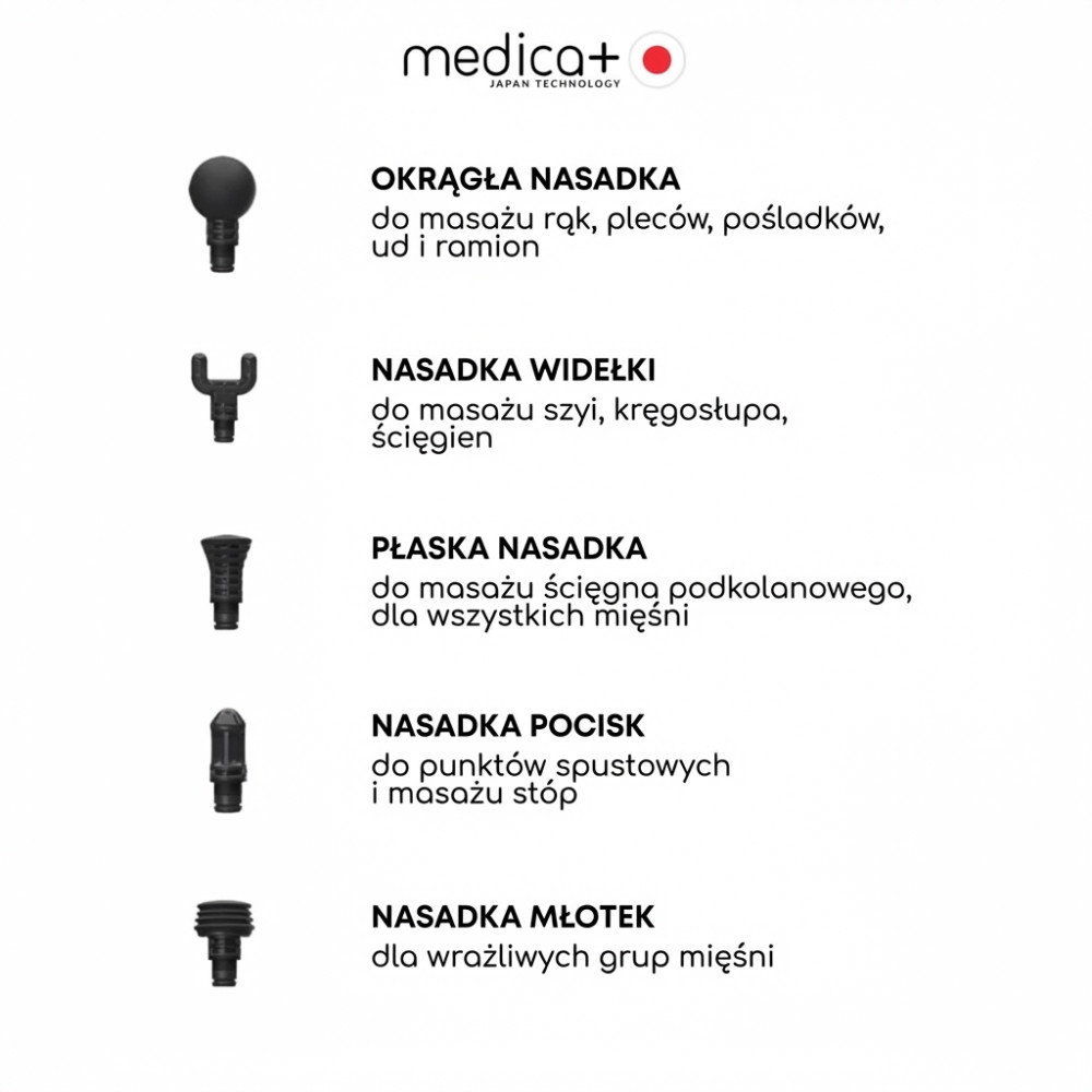 Ręczny masażer udarowy do ciała i mięśni MEDICA+ MassHand Pro 6.0 (Japonia)
