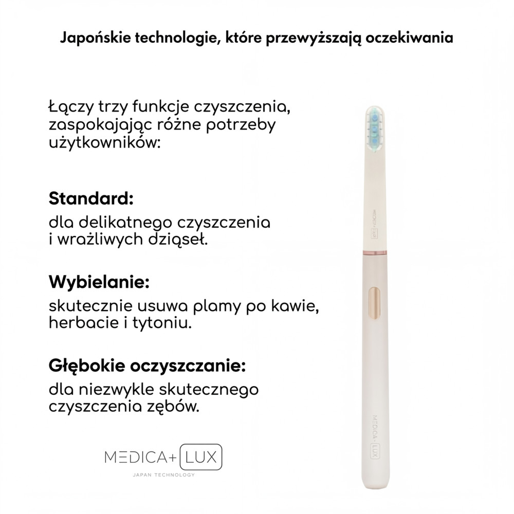 Wybielająca szczoteczka soniczna MEDICA+ Lux 10ХN Aluminum Portable Silver (Japonia)