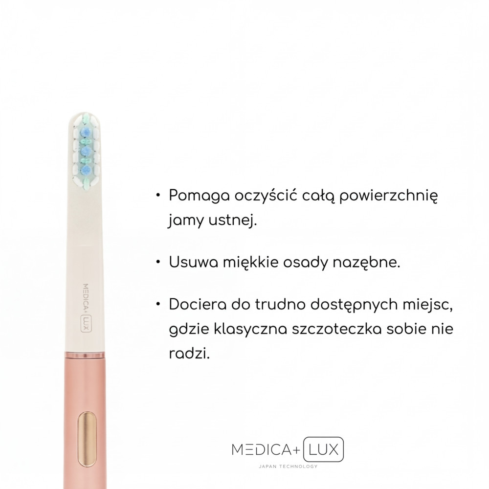 Wybielająca szczoteczka soniczna MEDICA+ Lux 10ХN Aluminum Portable Rose Gold (Japonia)