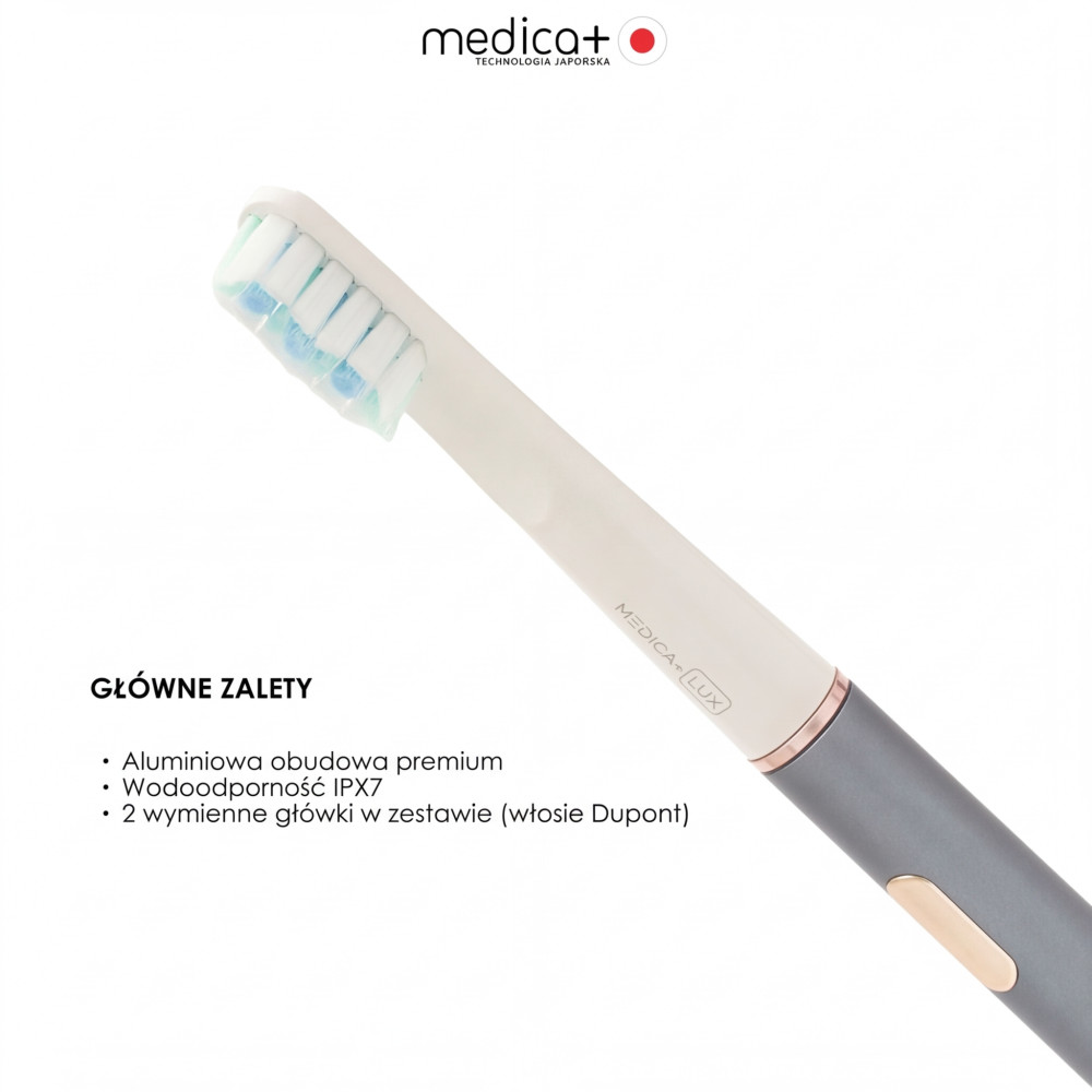 Wybielająca szczoteczka soniczna MEDICA+ Lux 10ХN Aluminum Portable Grey (Japonia)