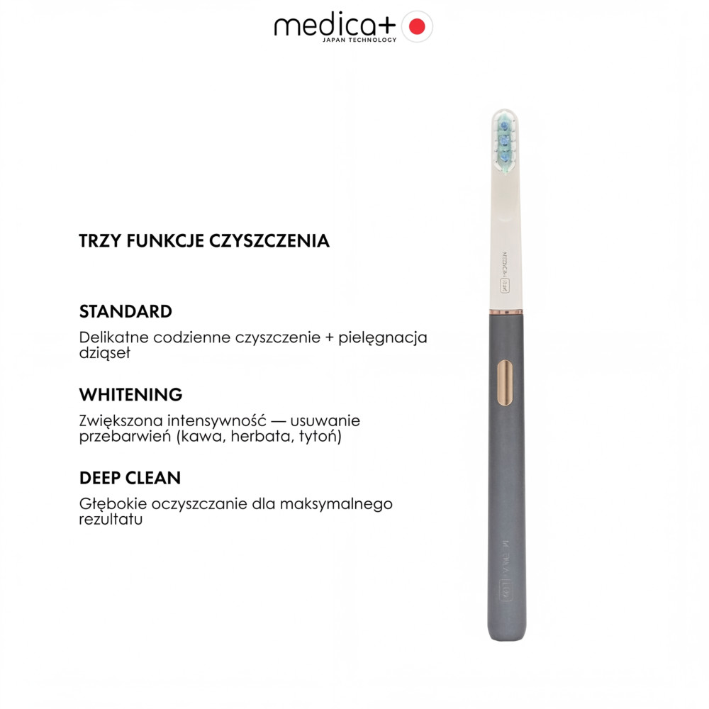 Wybielająca szczoteczka soniczna MEDICA+ Lux 10ХN Aluminum Portable Grey (Japonia)