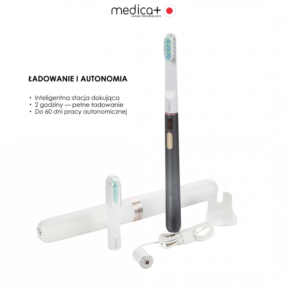 Wybielająca szczoteczka soniczna MEDICA+ Lux 10ХN Aluminum Portable Grey (Japonia)