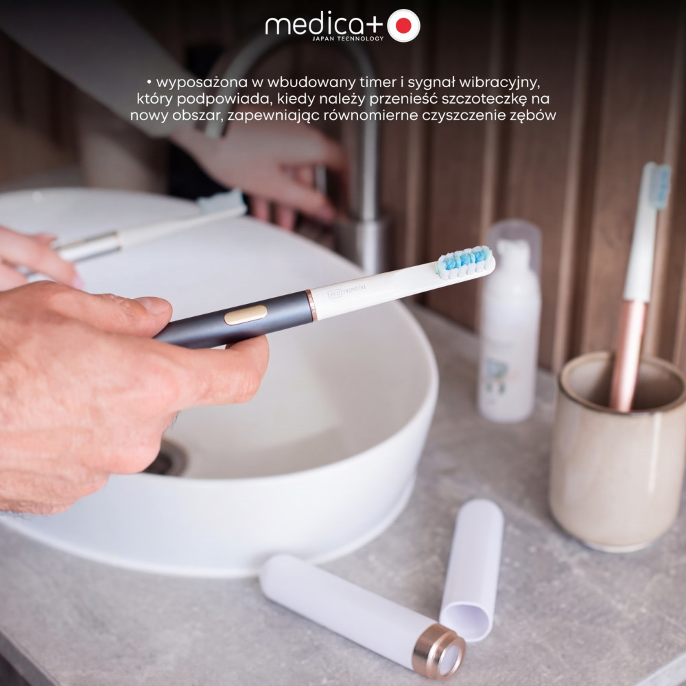 Wybielająca szczoteczka soniczna MEDICA+ Lux 10ХN Aluminum Portable Grey (Japonia)
