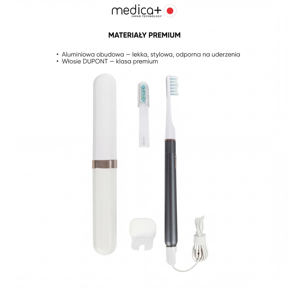 Wybielająca szczoteczka soniczna MEDICA+ Lux 10ХN Aluminum Portable Grey (Japonia)