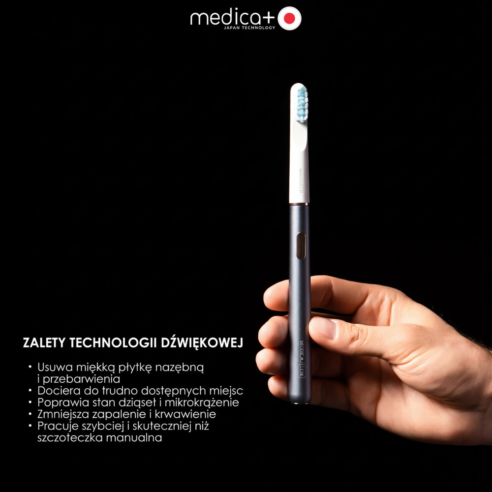 Wybielająca szczoteczka soniczna MEDICA+ Lux 10ХN Aluminum Portable Grey (Japonia)