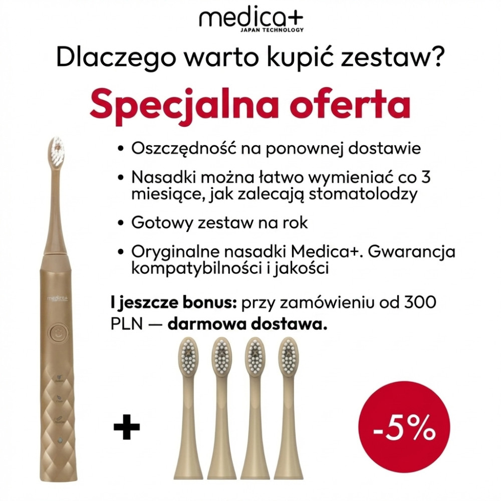 Szczoteczka do zębów z funkcją wibracji MEDICA+ ProBrush 11 GOLD Soft-Touch (Japonia)