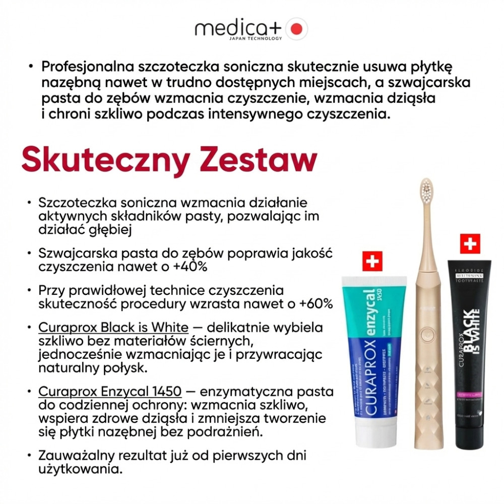 Szczoteczka do zębów z funkcją wibracji MEDICA+ ProBrush 11 GOLD Soft-Touch (Japonia)