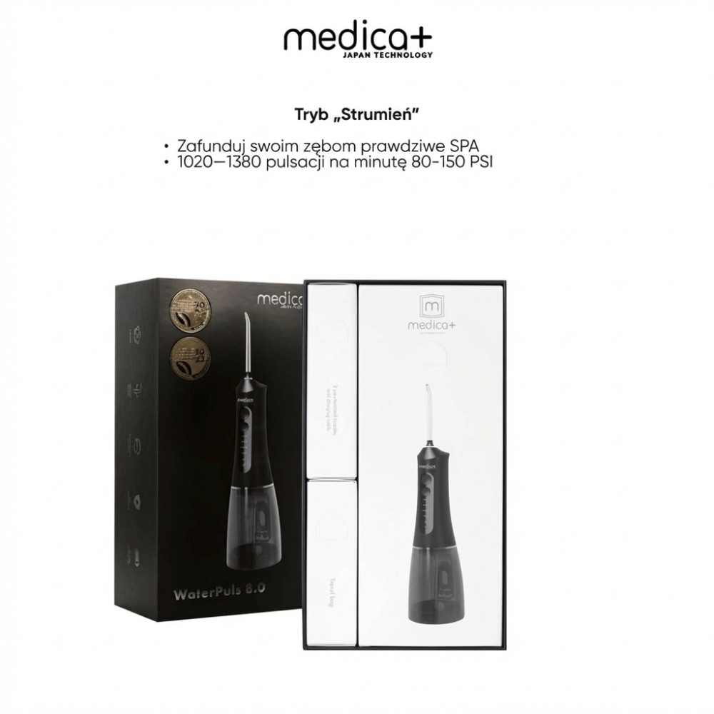 Przenośny irygator MEDICA+ WaterPuls 8.0 Black (Japonia)