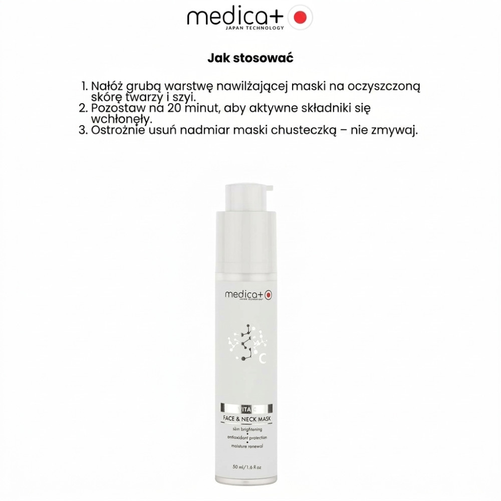 Maska do twarzy i szyi MEDICA+ Vita C Face&amp;amp;Neck Mask (50 ml)