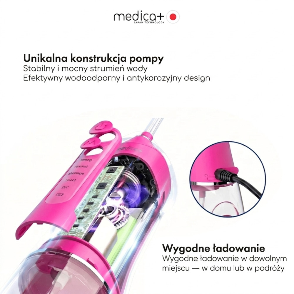 Przenośny irygator MEDICA+ WaterPuls 8.0 Fuchsia (Japonia)
