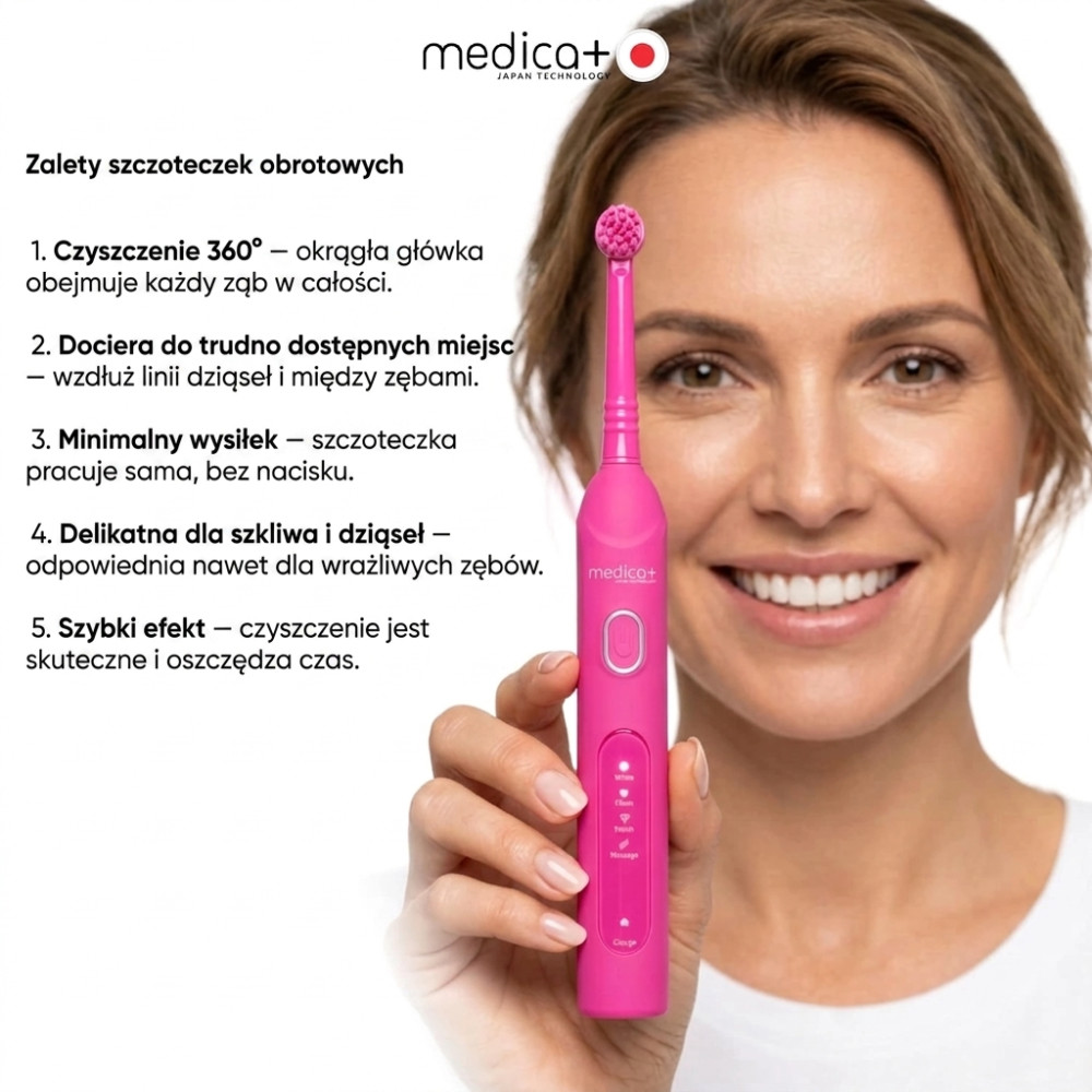 Elektryczna szczoteczka MEDICA+ ProBrush XO Soft Touch Fuchsia (Japonia)
