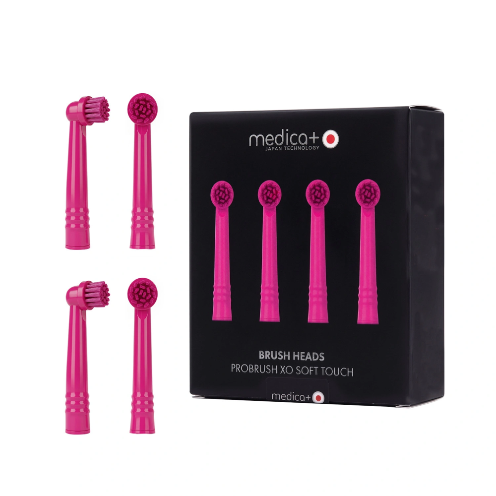 Końcówki do elektrycznej szczoteczki do zębów MEDICA+ ProBrush XO Fuchsia (4 szt.)