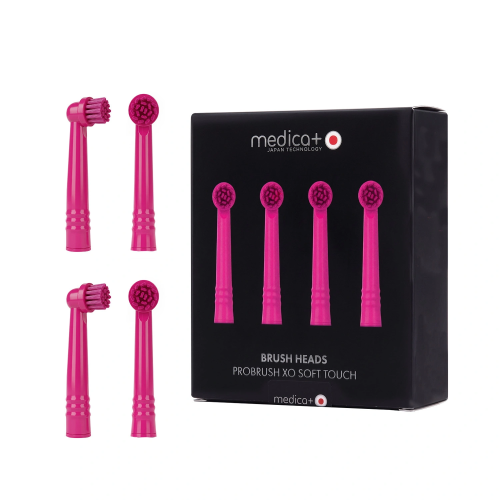 Końcówki do elektrycznej szczoteczki do zębów MEDICA+ ProBrush XO Fuchsia (4 szt.)